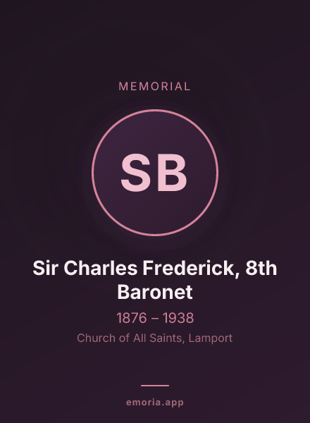 Memorial portrait of Sir Charles Frederick, 8th Baronet