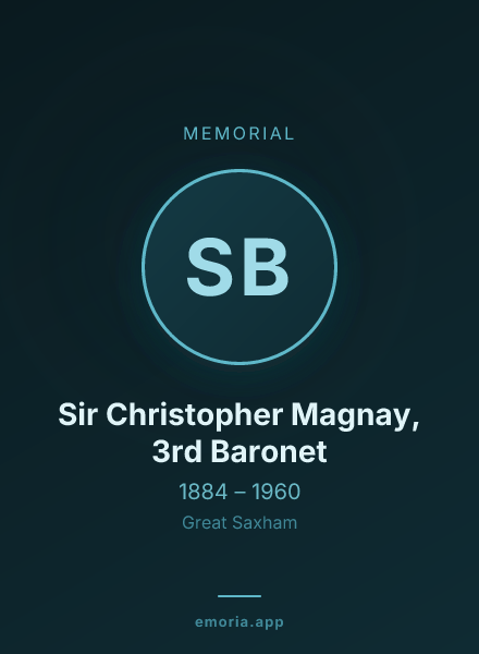 Memorial portrait of Sir Christopher Magnay, 3rd Baronet