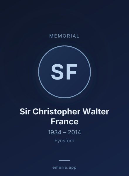 Memorial portrait of Sir Christopher Walter France