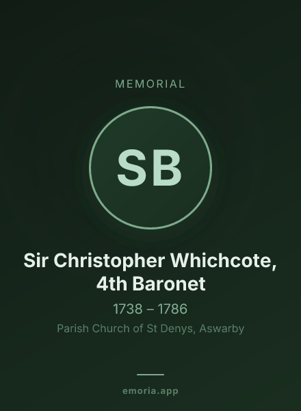 Memorial portrait of Sir Christopher Whichcote, 4th Baronet