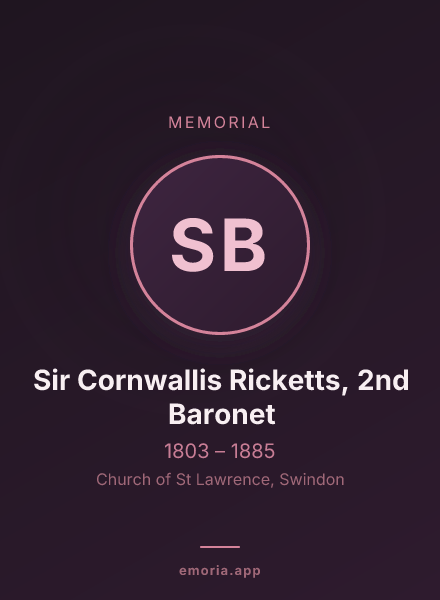 Memorial portrait of Sir Cornwallis Ricketts, 2nd Baronet