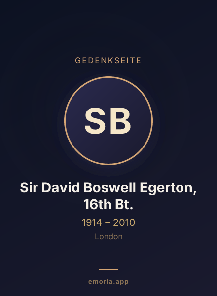 Gedenkportrait von Sir David Boswell Egerton, 16th Bt.
