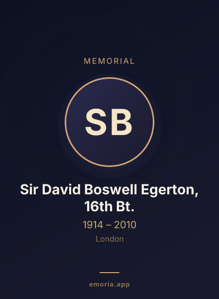 Memorial portrait of Sir David Boswell Egerton, 16th Bt.