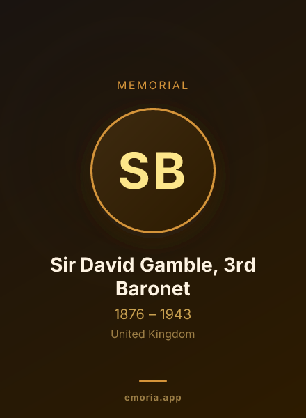 Memorial portrait of Sir David Gamble, 3rd Baronet