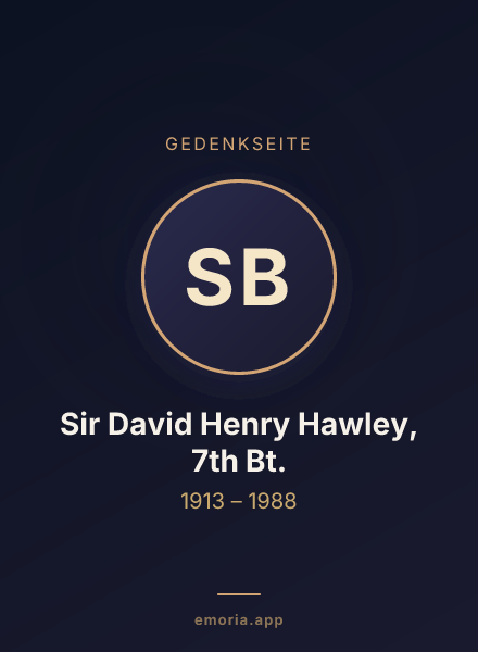 Gedenkportrait von Sir David Henry Hawley, 7th Bt.