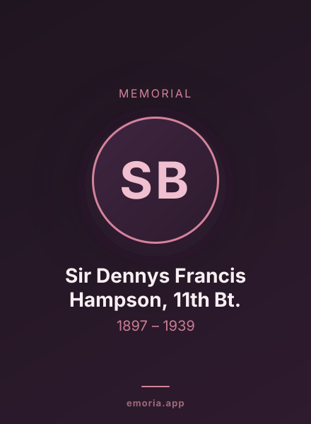 Memorial portrait of Sir Dennys Francis Hampson, 11th Bt.