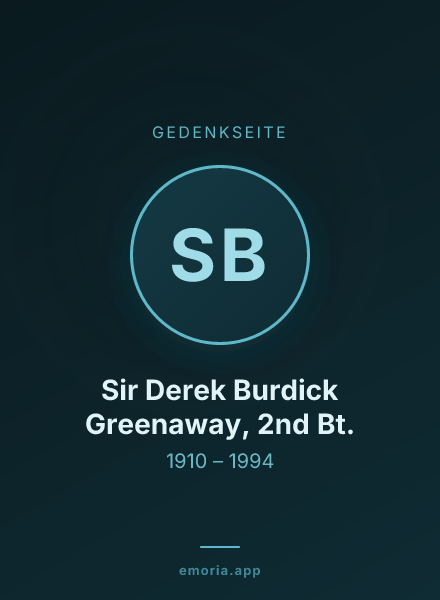 Gedenkportrait von Sir Derek Burdick Greenaway, 2nd Bt.