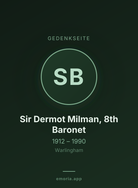 Gedenkportrait von Sir Dermot Milman, 8th Baronet