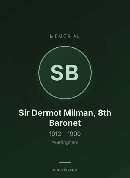 Memorial portrait of Sir Dermot Milman, 8th Baronet