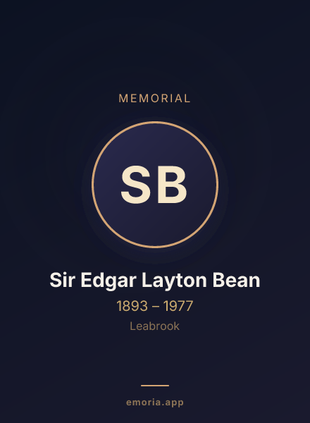 Memorial portrait of Sir Edgar Layton Bean