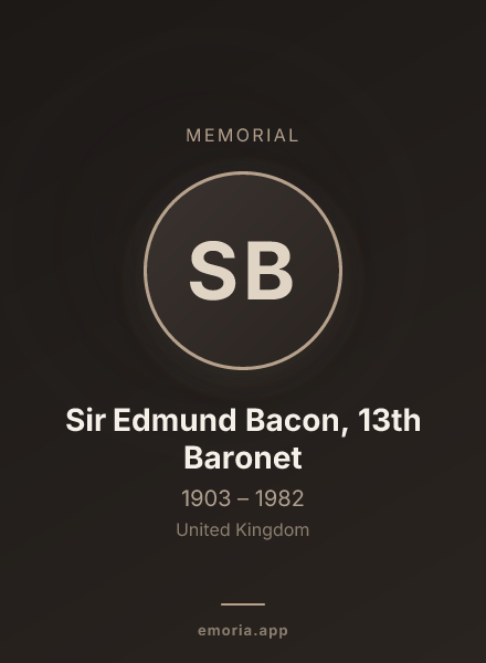 Memorial portrait of Sir Edmund Bacon, 13th Baronet