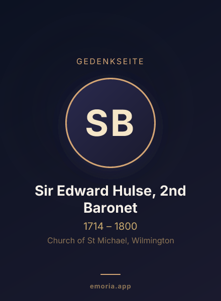 Gedenkportrait von Sir Edward Hulse, 2nd Baronet