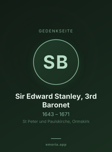 Gedenkportrait von Sir Edward Stanley, 3rd Baronet
