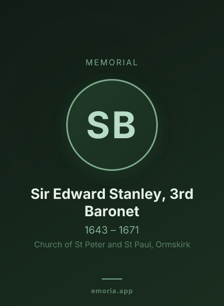 Memorial portrait of Sir Edward Stanley, 3rd Baronet
