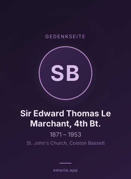 Gedenkportrait von Sir Edward Thomas Le Marchant, 4th Bt.
