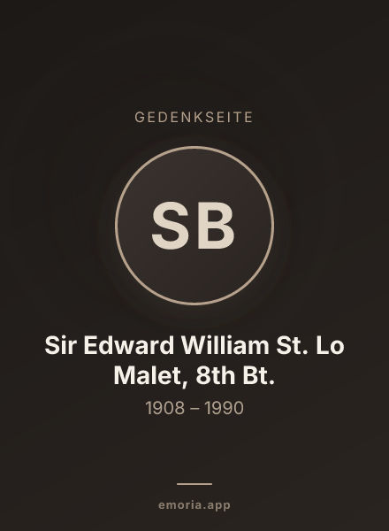 Gedenkportrait von Sir Edward William St. Lo Malet, 8th Bt.