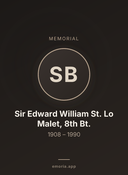 Memorial portrait of Sir Edward William St. Lo Malet, 8th Bt.