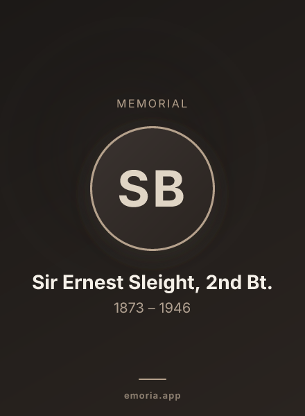 Memorial portrait of Sir Ernest Sleight, 2nd Bt.