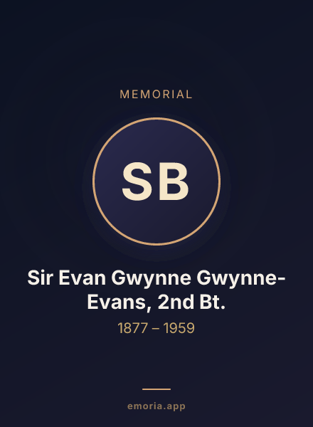 Memorial portrait of Sir Evan Gwynne Gwynne-Evans, 2nd Bt.