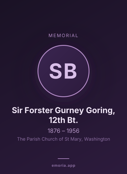 Memorial portrait of Sir Forster Gurney Goring, 12th Bt.