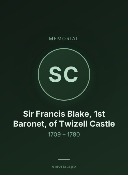 Memorial portrait of Sir Francis Blake, 1st Baronet, of Twizell Castle