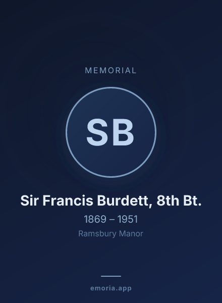 Memorial portrait of Sir Francis Burdett, 8th Bt.