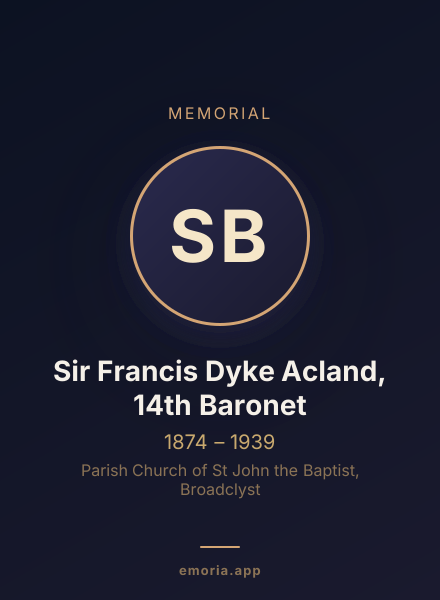 Memorial portrait of Sir Francis Dyke Acland, 14th Baronet