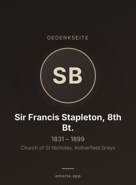 Gedenkportrait von Sir Francis Stapleton, 8th Bt.