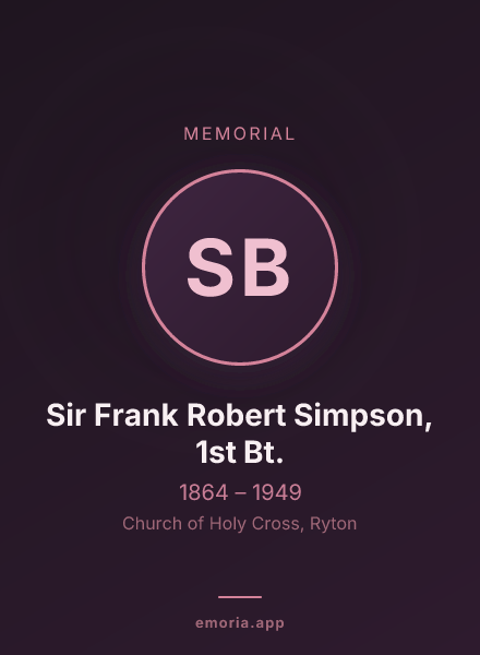 Memorial portrait of Sir Frank Robert Simpson, 1st Bt.