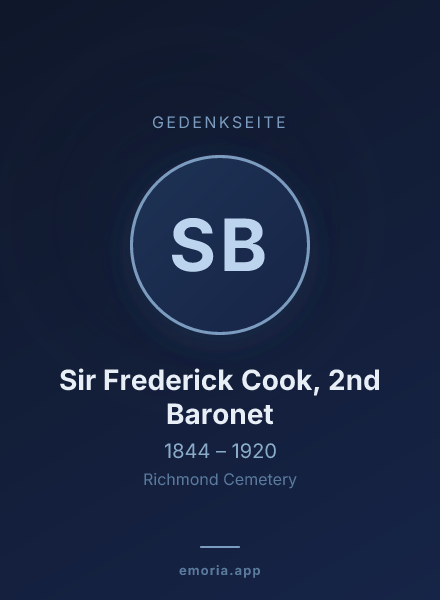 Gedenkportrait von Sir Frederick Cook, 2nd Baronet