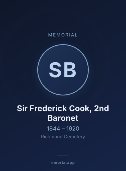 Memorial portrait of Sir Frederick Cook, 2nd Baronet