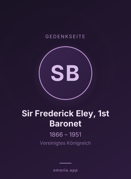 Gedenkportrait von Sir Frederick Eley, 1st Baronet