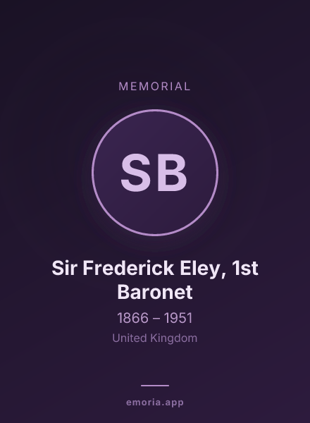 Memorial portrait of Sir Frederick Eley, 1st Baronet