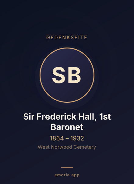 Gedenkportrait von Sir Frederick Hall, 1st Baronet