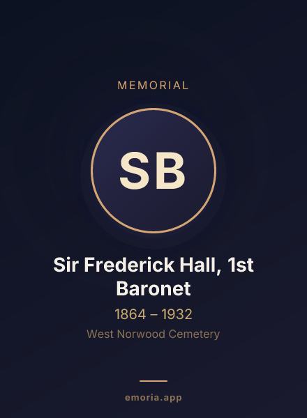 Memorial portrait of Sir Frederick Hall, 1st Baronet