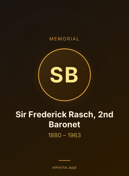 Memorial portrait of Sir Frederick Rasch, 2nd Baronet