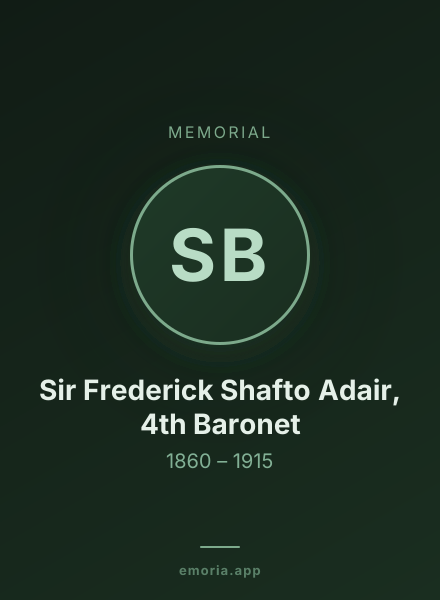 Memorial portrait of Sir Frederick Shafto Adair, 4th Baronet