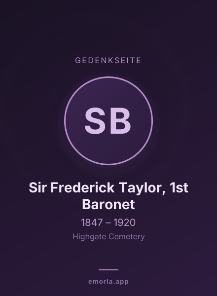Gedenkportrait von Sir Frederick Taylor, 1st Baronet