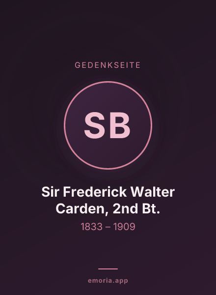 Gedenkportrait von Sir Frederick Walter Carden, 2nd Bt.