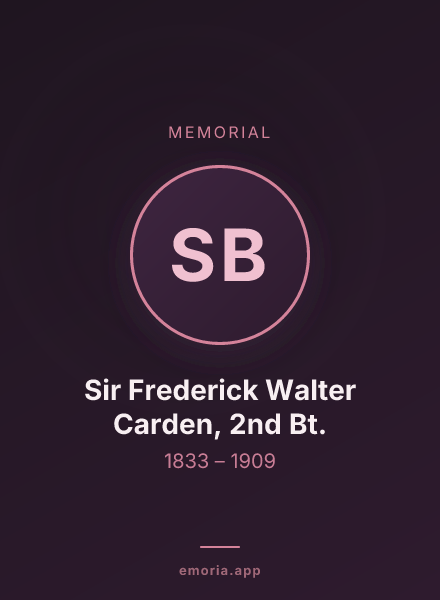 Memorial portrait of Sir Frederick Walter Carden, 2nd Bt.