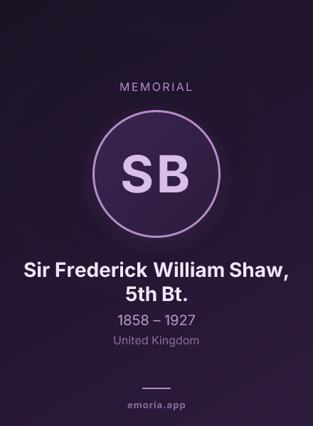 Memorial portrait of Sir Frederick William Shaw, 5th Bt.