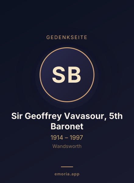 Gedenkportrait von Sir Geoffrey Vavasour, 5th Baronet