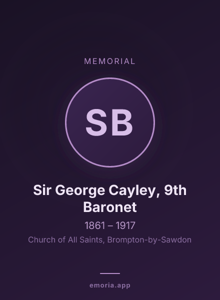 Memorial portrait of Sir George Cayley, 9th Baronet