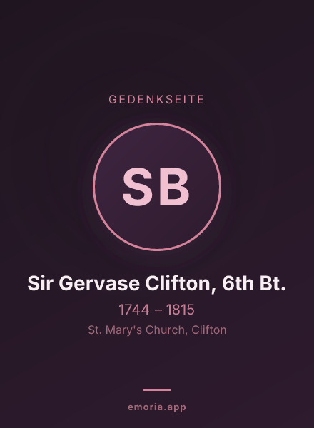 Gedenkportrait von Sir Gervase Clifton, 6th Bt.