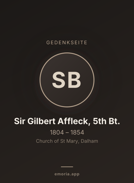 Gedenkportrait von Sir Gilbert Affleck, 5th Bt.