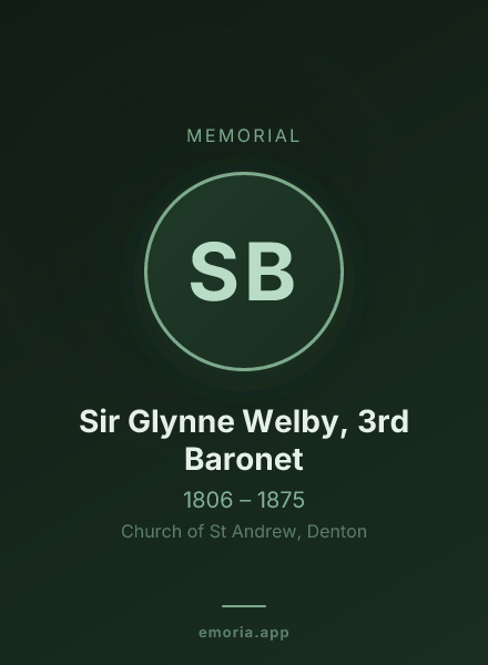 Memorial portrait of Sir Glynne Welby, 3rd Baronet