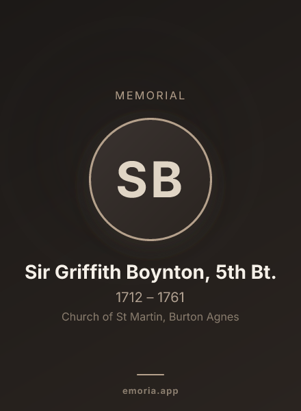 Memorial portrait of Sir Griffith Boynton, 5th Bt.