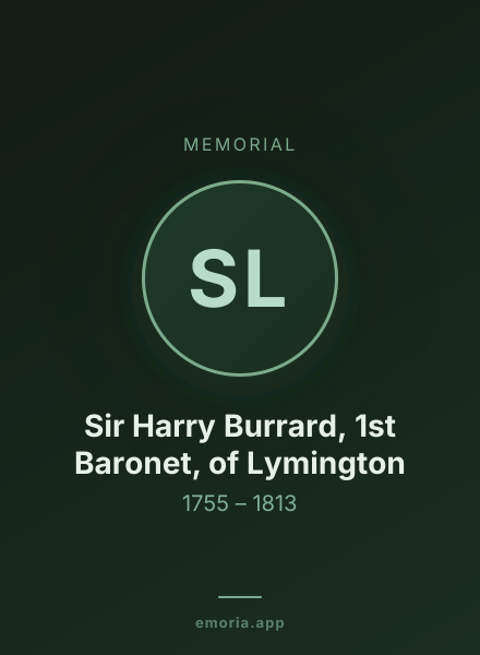 Memorial portrait of Sir Harry Burrard, 1st Baronet, of Lymington