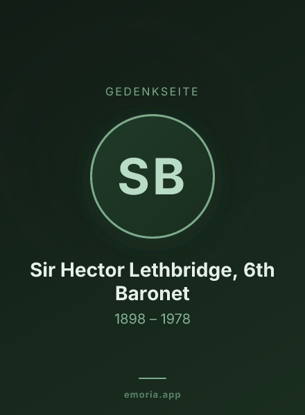 Gedenkportrait von Sir Hector Lethbridge, 6th Baronet