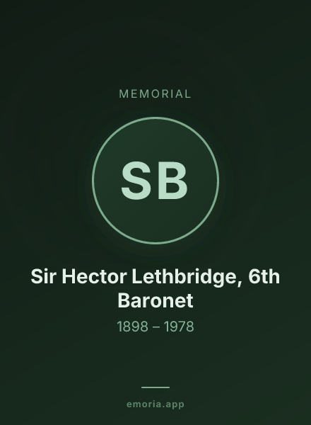 Memorial portrait of Sir Hector Lethbridge, 6th Baronet